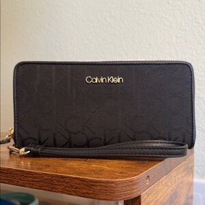 Calvin Klein Black Logo Wristlet
